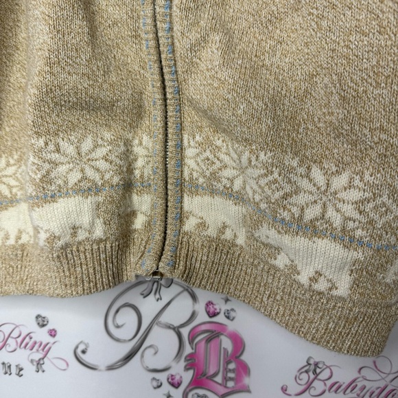 Northern reflections sweater zip up hoodie polar bears snow flakes knit cozy VTG - Picture 5 of 9